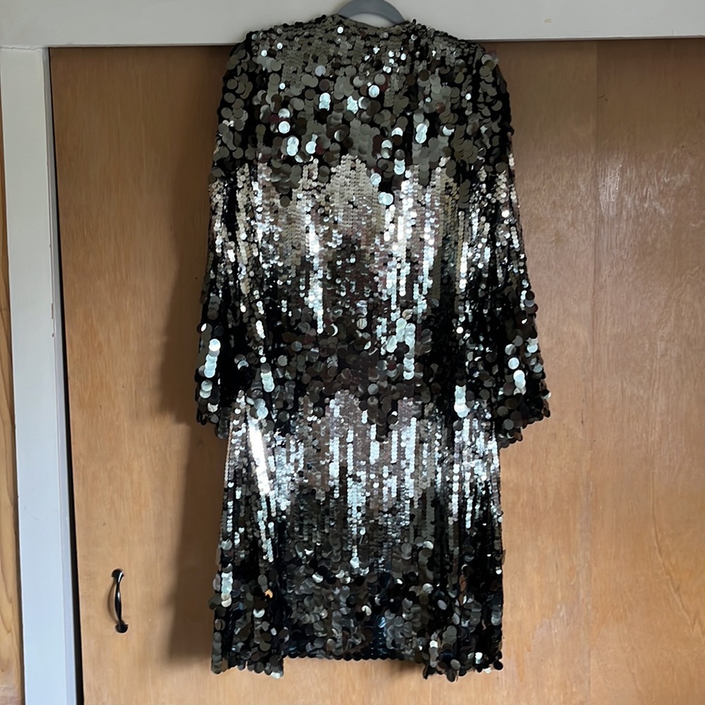 Anthropologie Black and Silver Sequin Coat - Picture 6 of 8